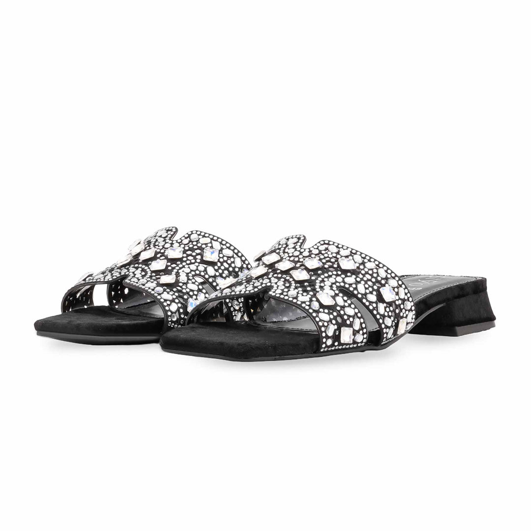 Black Fancy Slipper For Ladies FN8049