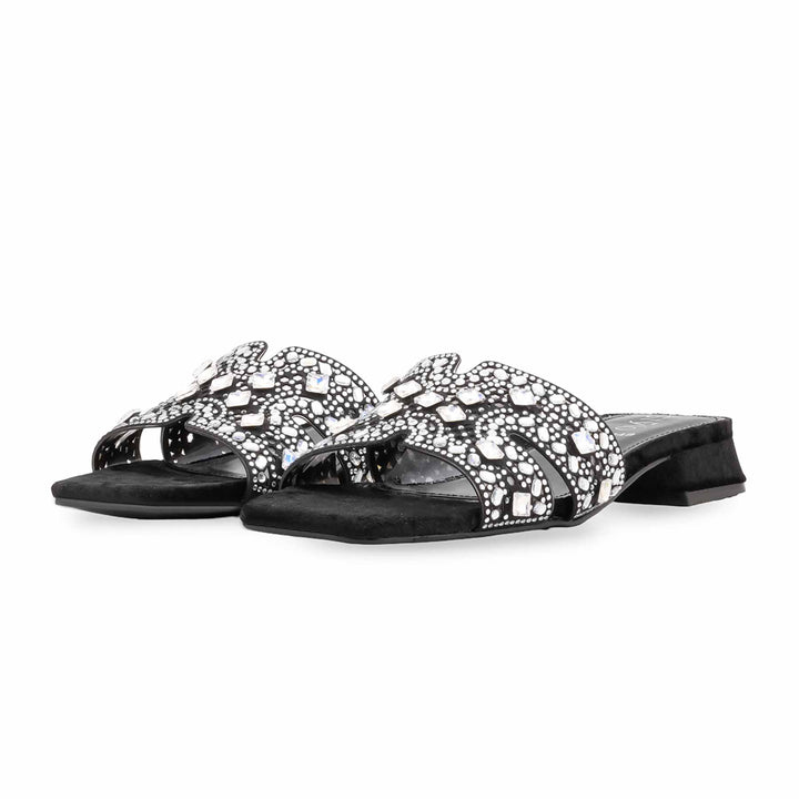 Black Fancy Slipper For Ladies FN8049