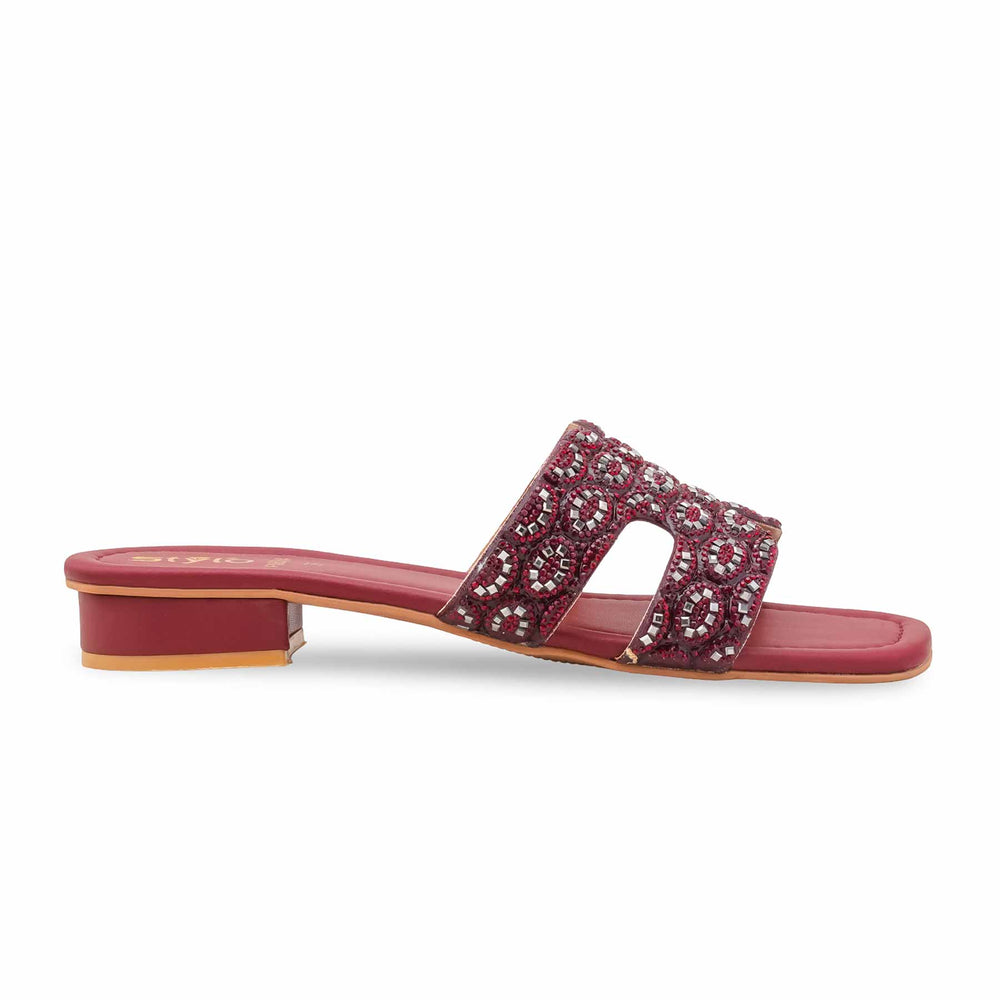 Maroon Fancy Slipper For Women FN8064