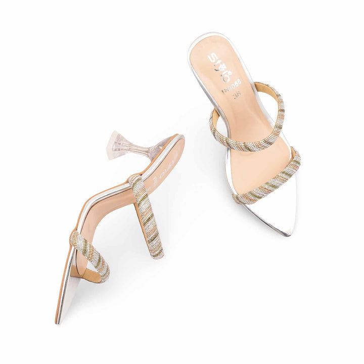Silver Fancy Slipper For Ladies FN8066