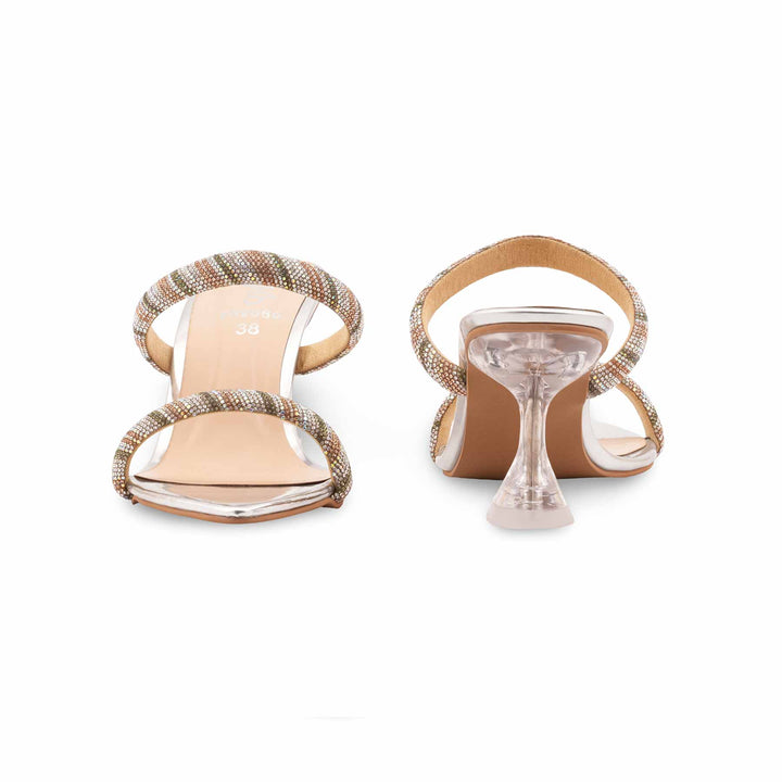 Silver Fancy Slipper For Ladies FN8066