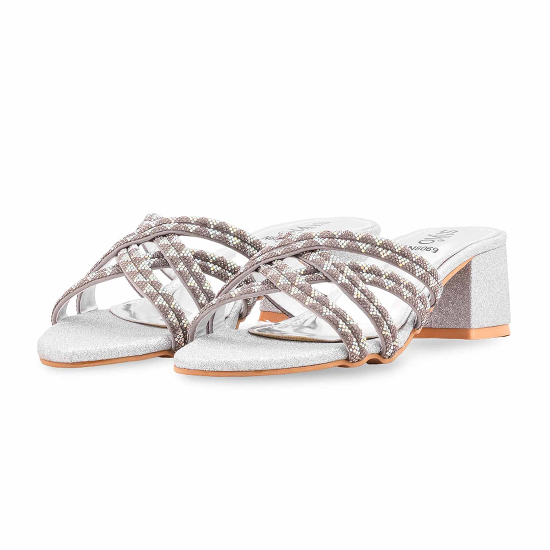 Silver Fancy Women Slipper FN8069