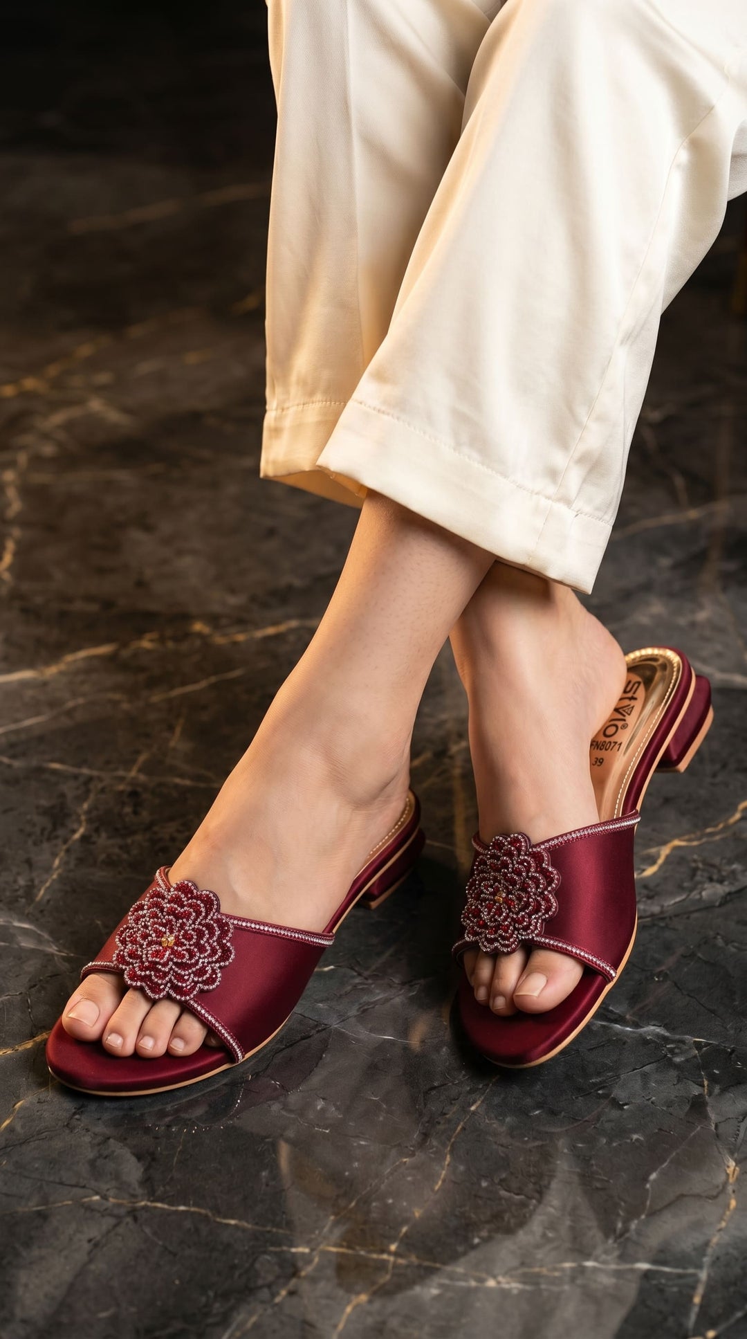 Maroon Fancy Women Slipper FN8071
