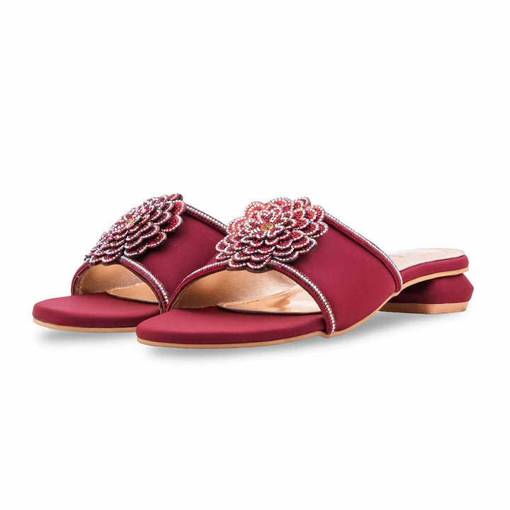 Maroon Fancy Women Slipper FN8071