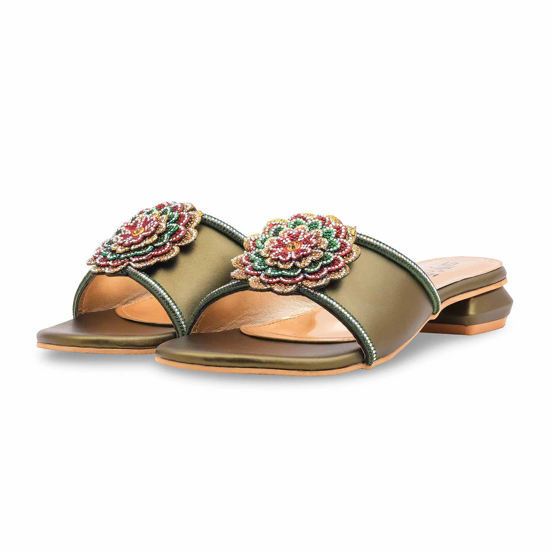 Green Fancy Slipper For Women FN8071