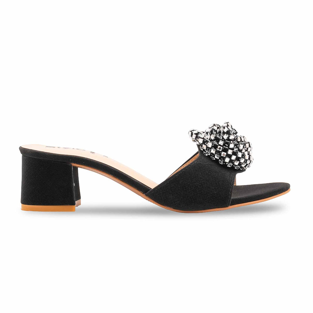 Black Fancy Slipper For Ladies FN8073