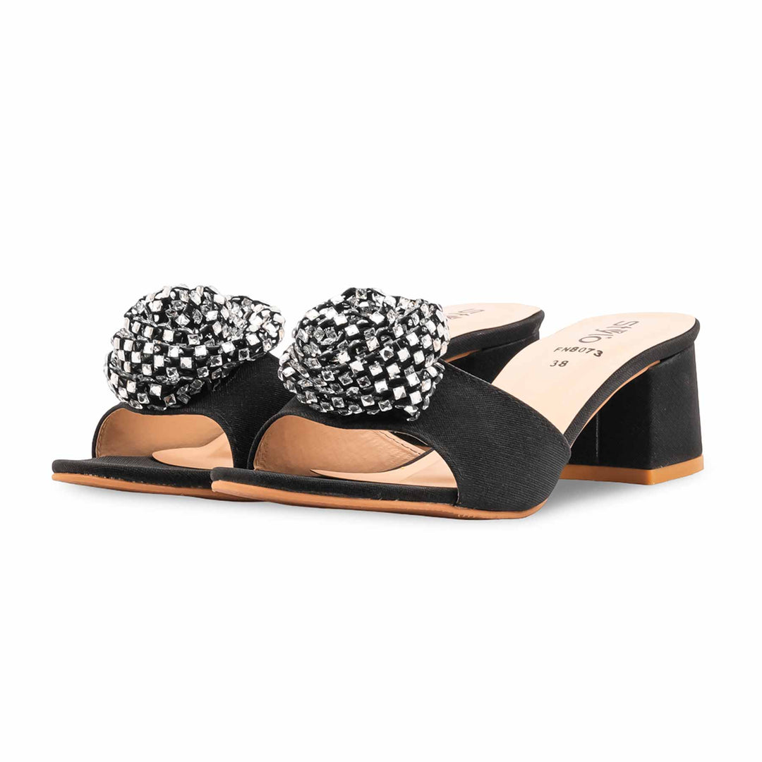 Black Fancy Slipper For Ladies FN8073