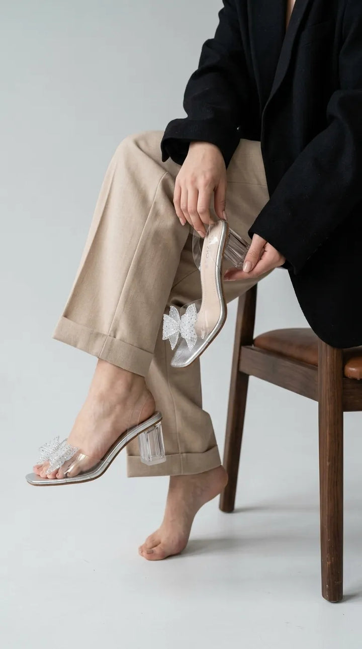 Silver Fancy Sandal For Women FN8077