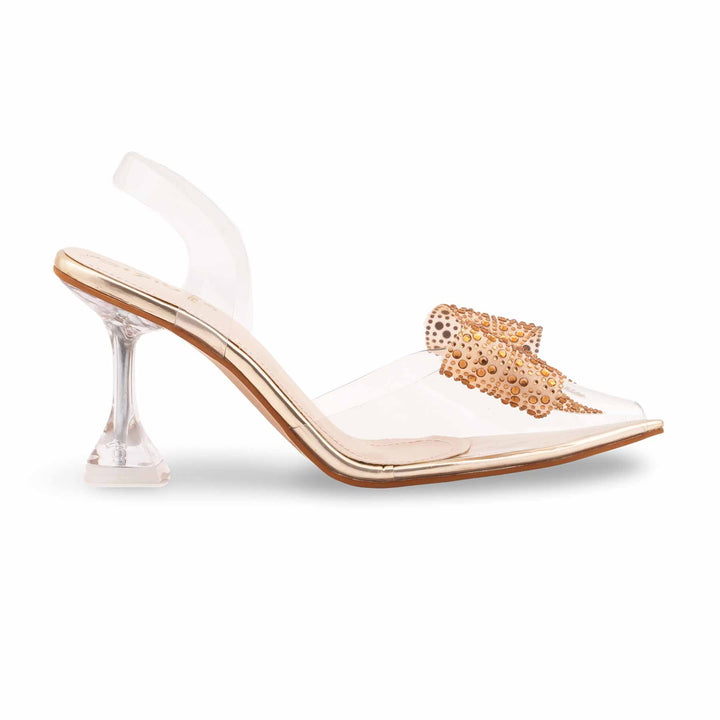 Golden Fancy Sandal For Women FN8078
