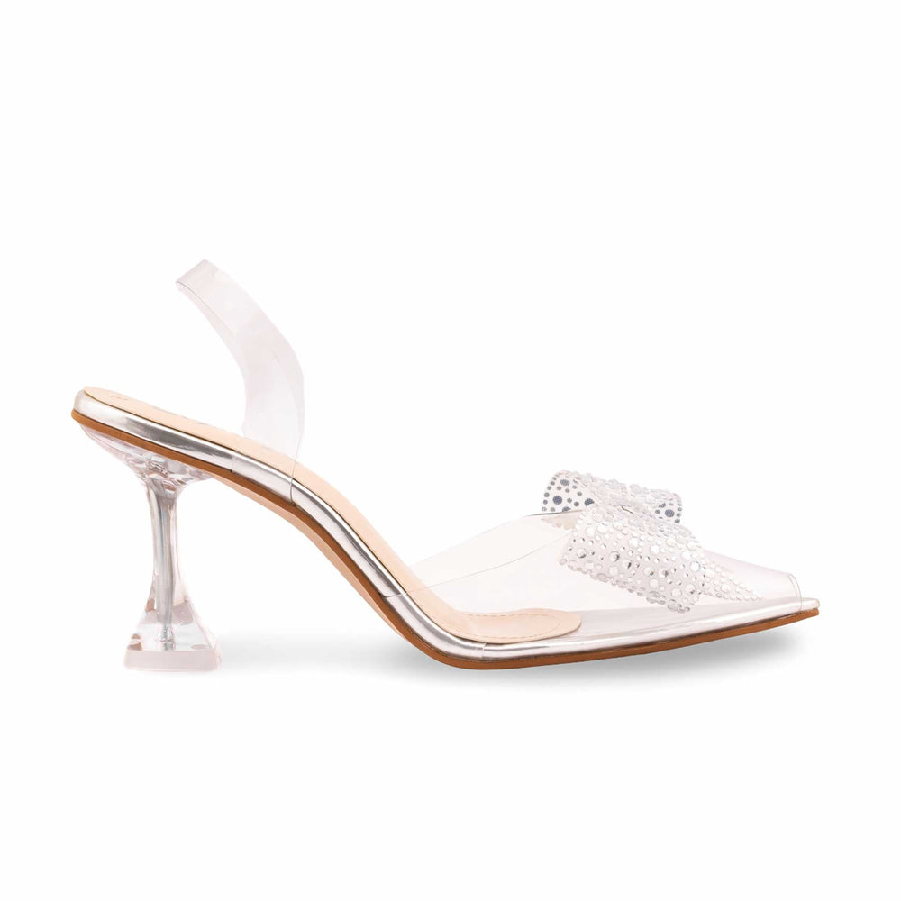 Silver Fancy Sandal For Women FN8078