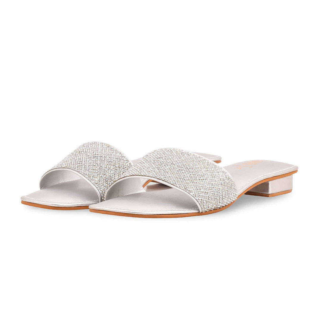 Silver Fancy Slipper For Women FN8088