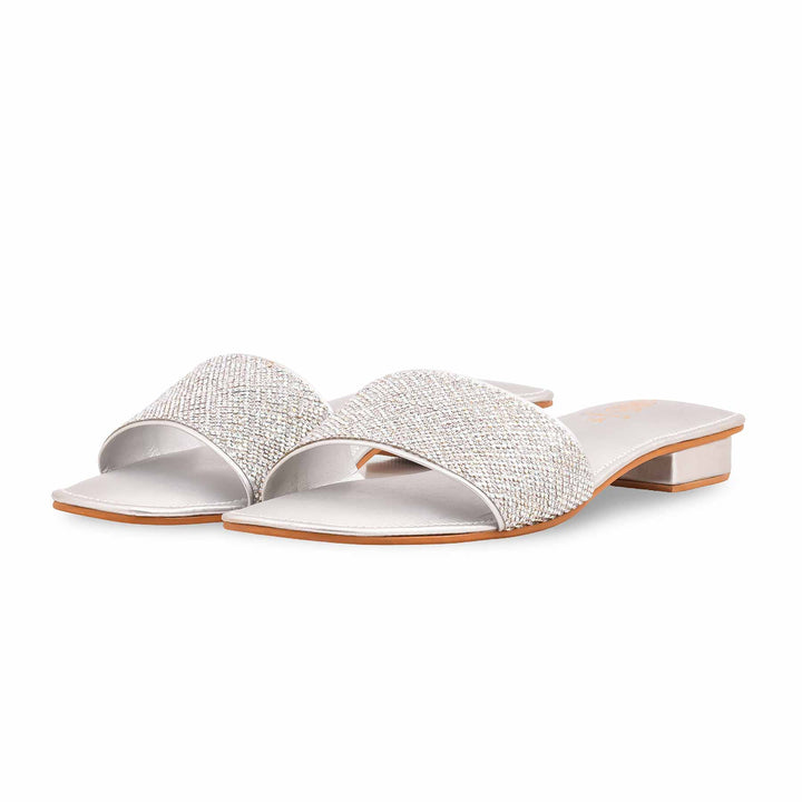 Silver Fancy Slipper For Women FN8088