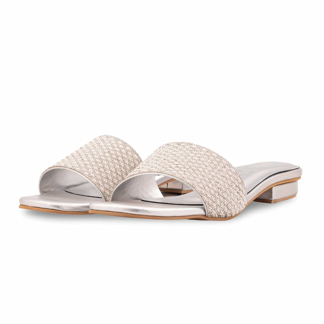 Silver Fancy Slipper For Women FN8092
