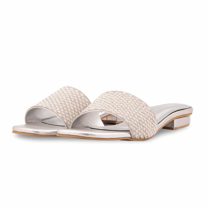 Silver Fancy Slipper For Women FN8092