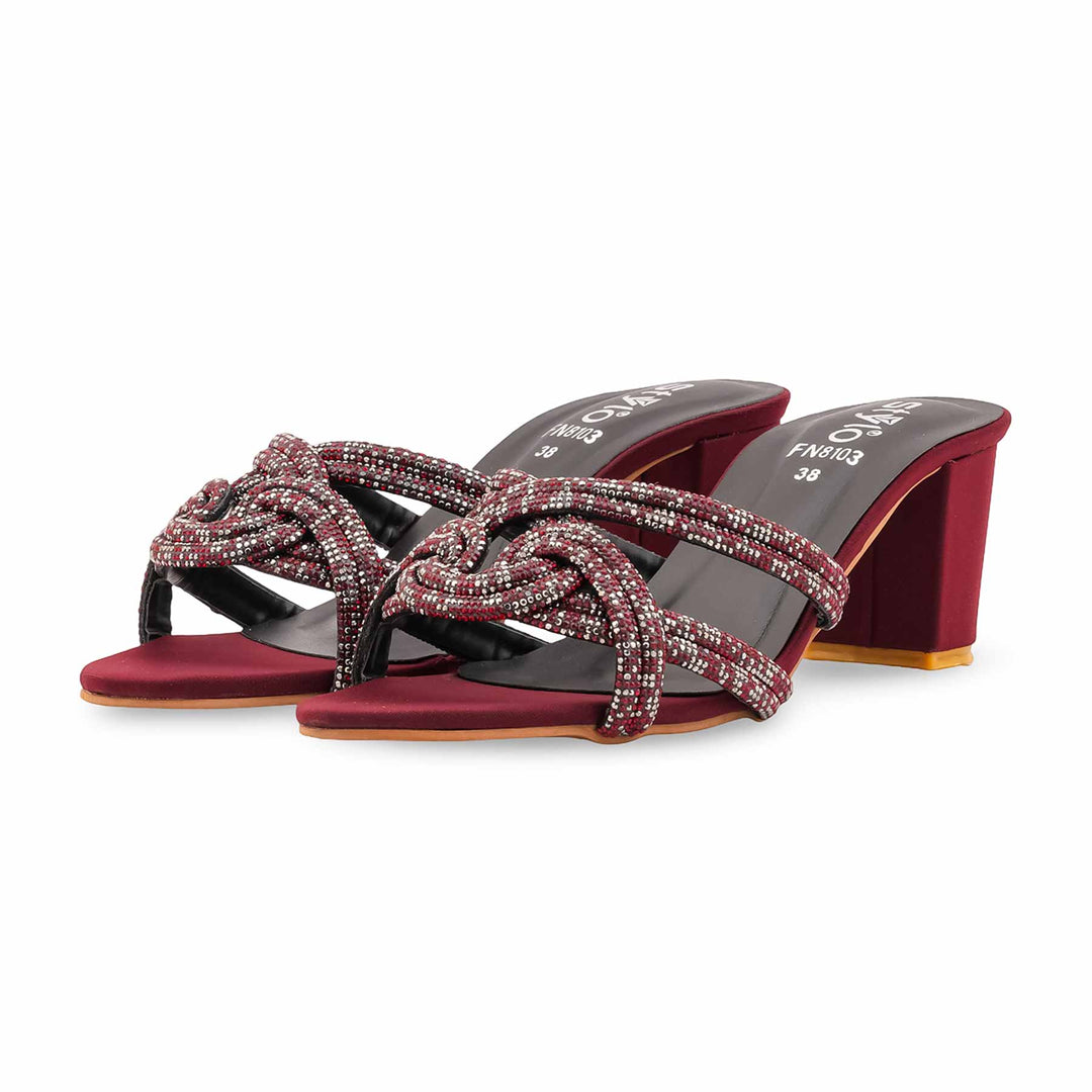 Maroon Fancy Slipper For Women FN8103