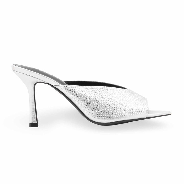Silver Fancy Slipper For Women FN8110
