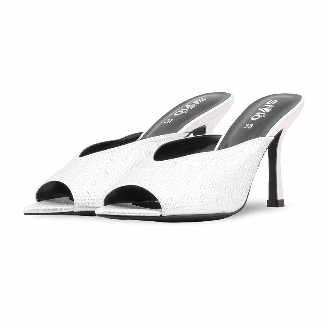 Silver Fancy Slipper For Women FN8110