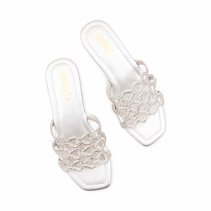 Silver Fancy Slipper For Women FN8115