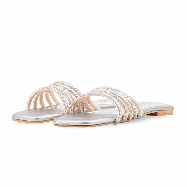 Silver Fancy Slipper For Women FN8164