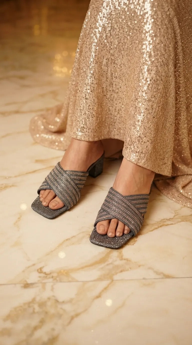 Grey Fancy Slipper For Women FN8238