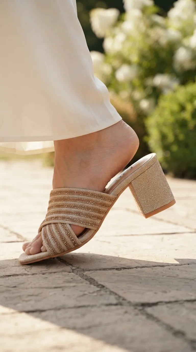 Golden Fancy Slipper For Women FN8238