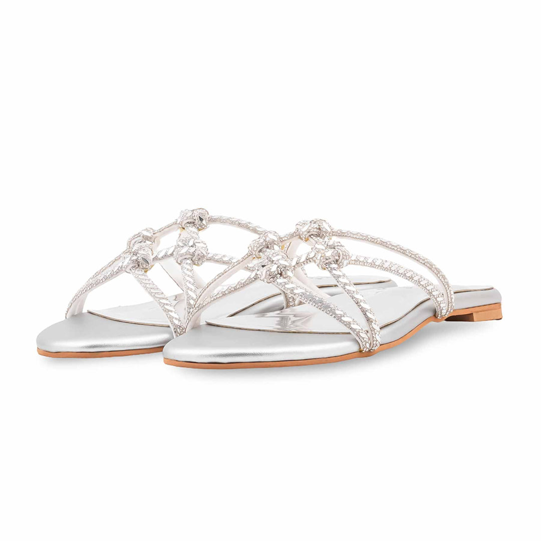 Silver Fancy Slipper For Women FN8257
