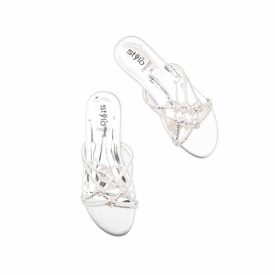 Silver Fancy Slipper For Women FN8257