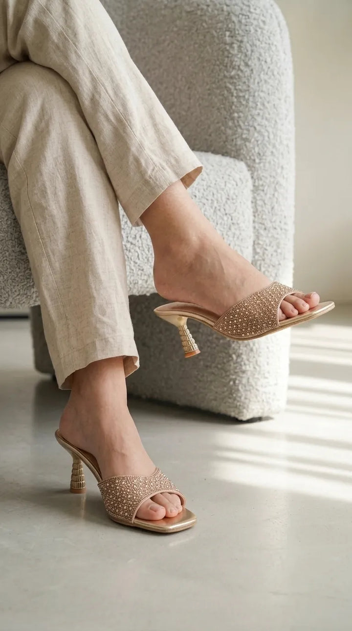 Golden Fancy Slipper For Women FN8259