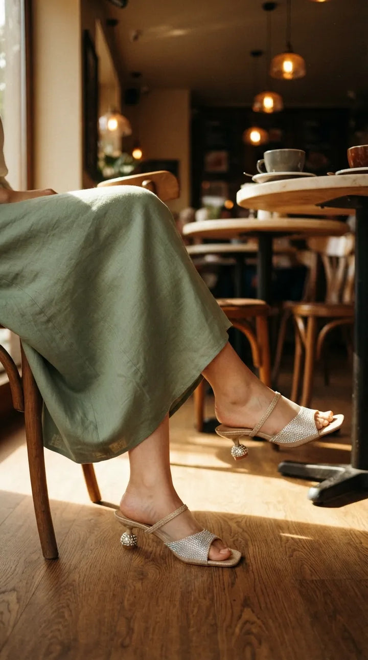 Golden Fancy Slipper For Women FN8265
