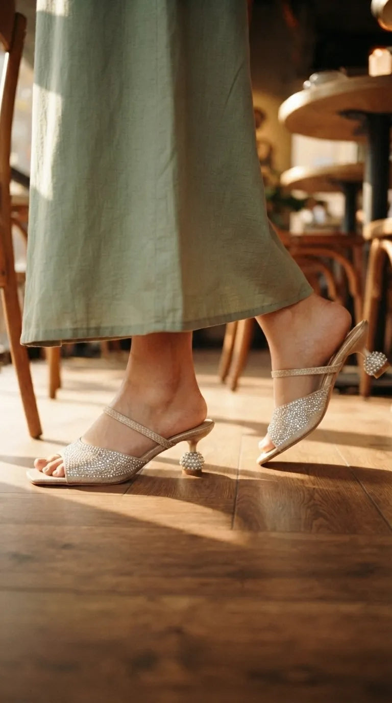 Golden Fancy Slipper For Women FN8265