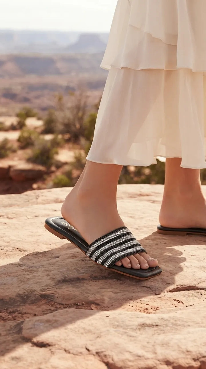 Black Fancy Slipper For Women FN8280