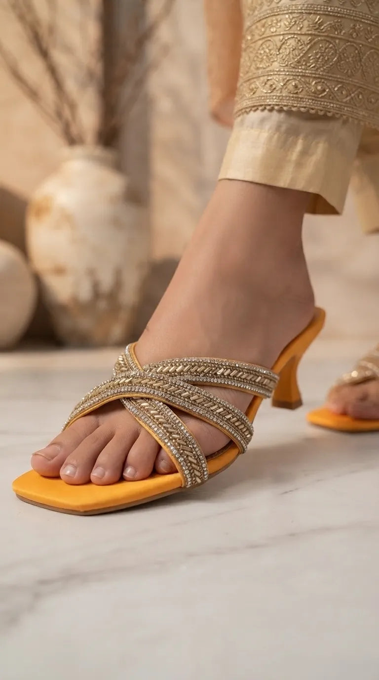 Mustard Fancy Slipper For Women FN8284