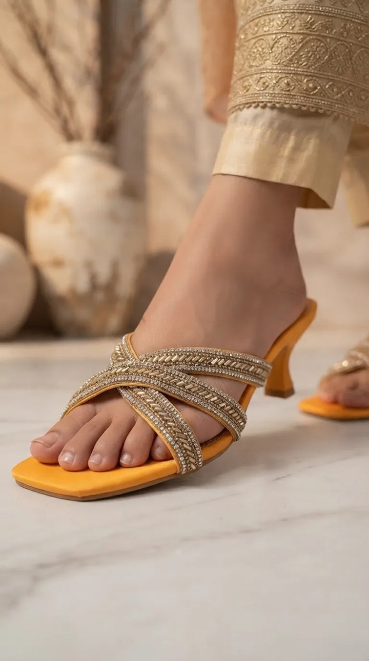 Mustard Fancy Slipper For Women FN8284