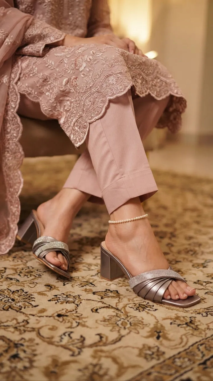 Grey Fancy Slipper For Women FN8286