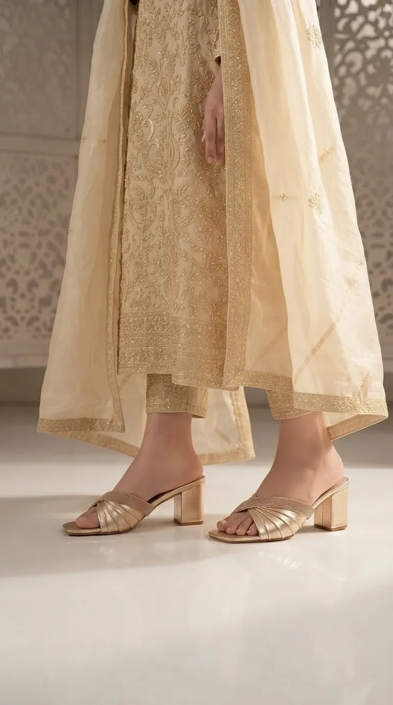 Golden Fancy Slipper For Women FN8286