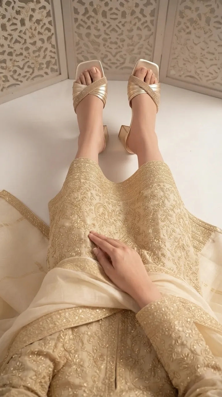 Golden Fancy Slipper For Women FN8286
