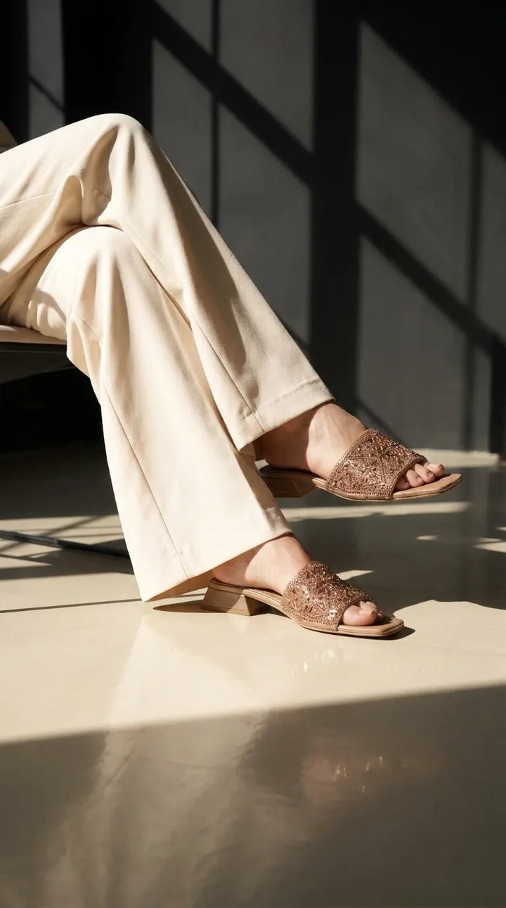 Golden Fancy Slipper For Women FN8294