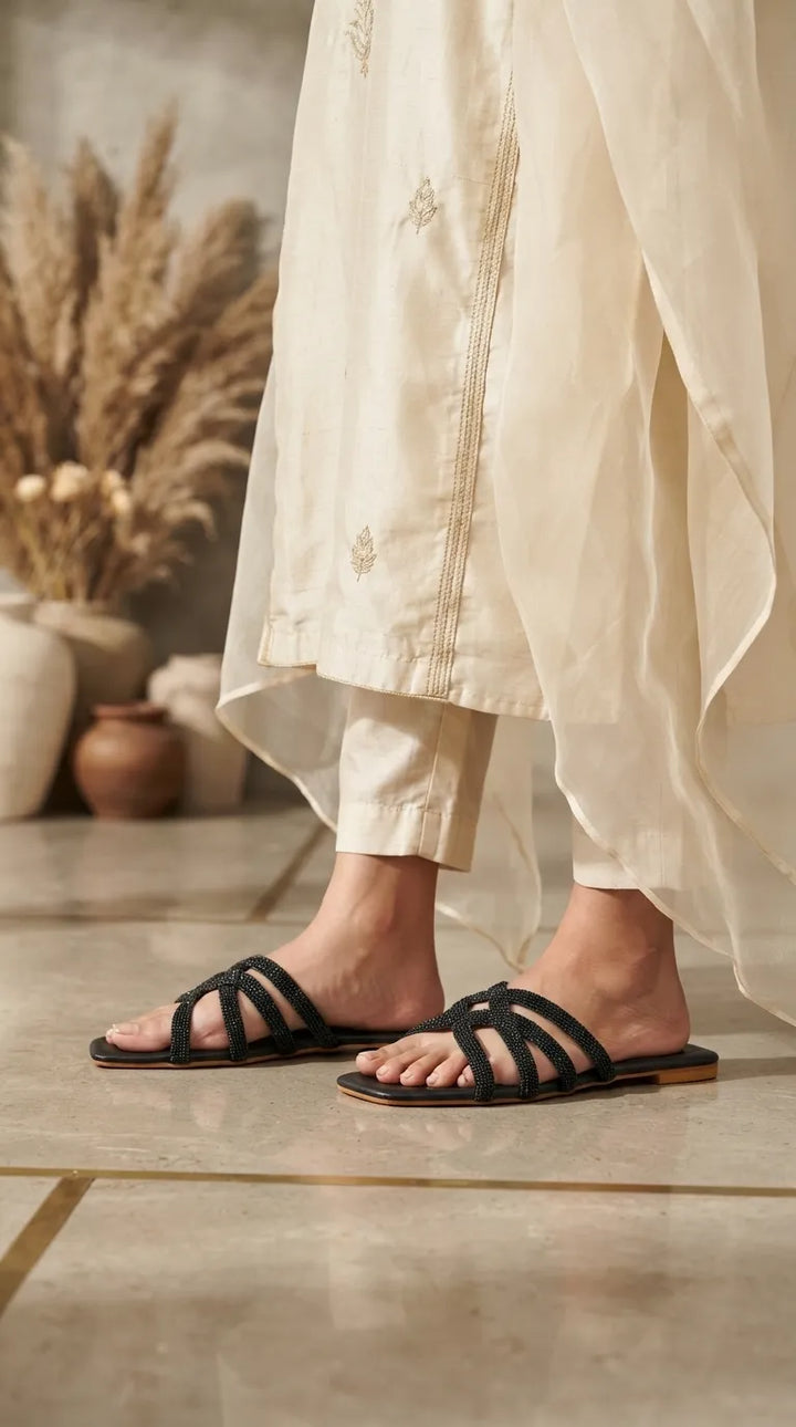 Black Fancy Slipper For Women FN8402