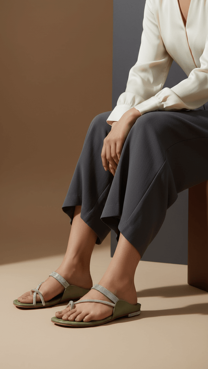 Olive Formal Chappal For Women FR0560