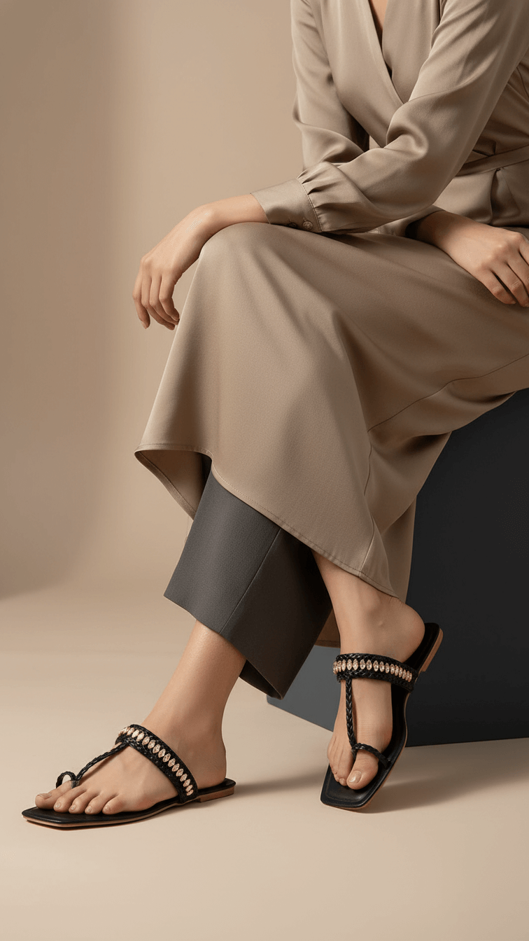Black Formal Chappal For Ladies FR0563