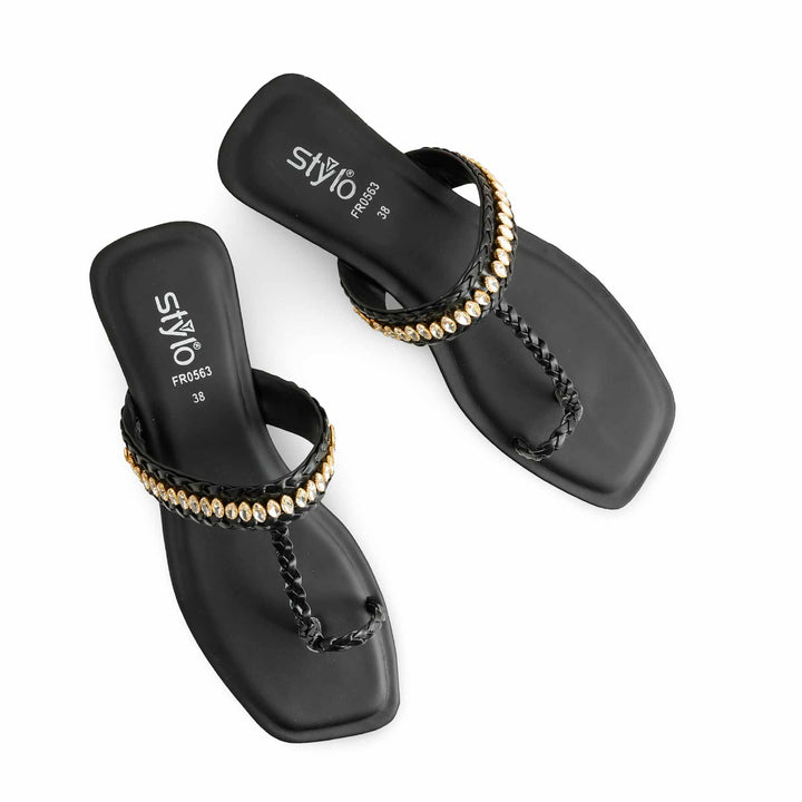 Black Formal Chappal For Ladies FR0563