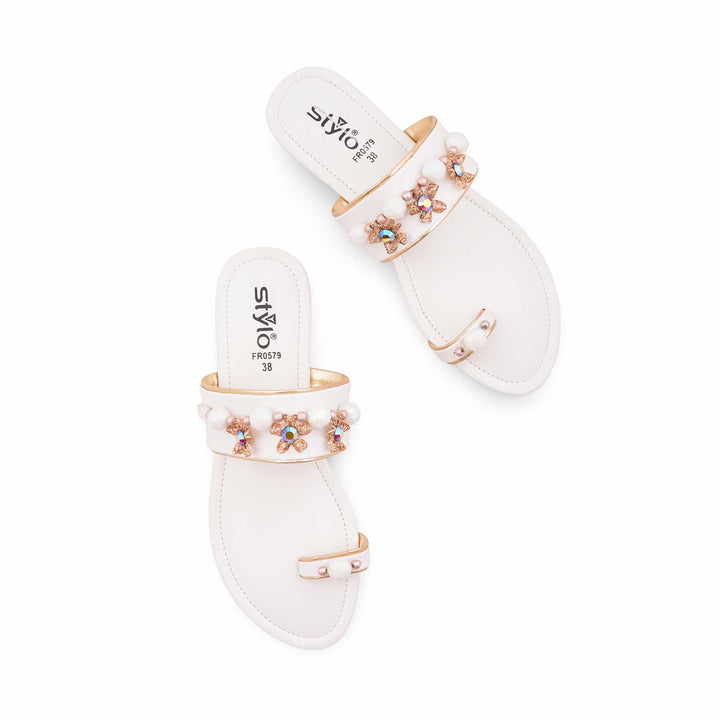 White Formal Chappal For Women FR0579