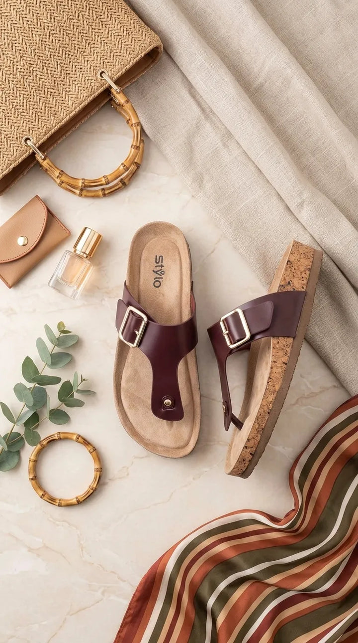 Burgundy Formal Chappal For Ladies FR0583