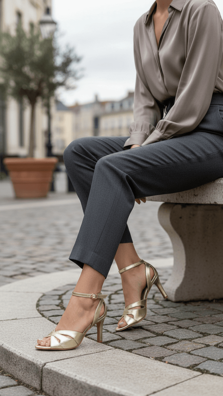 Golden Formal Sandal For Ladies FR5386
