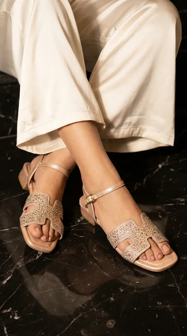 Golden Formal Sandal For Ladies FR5498