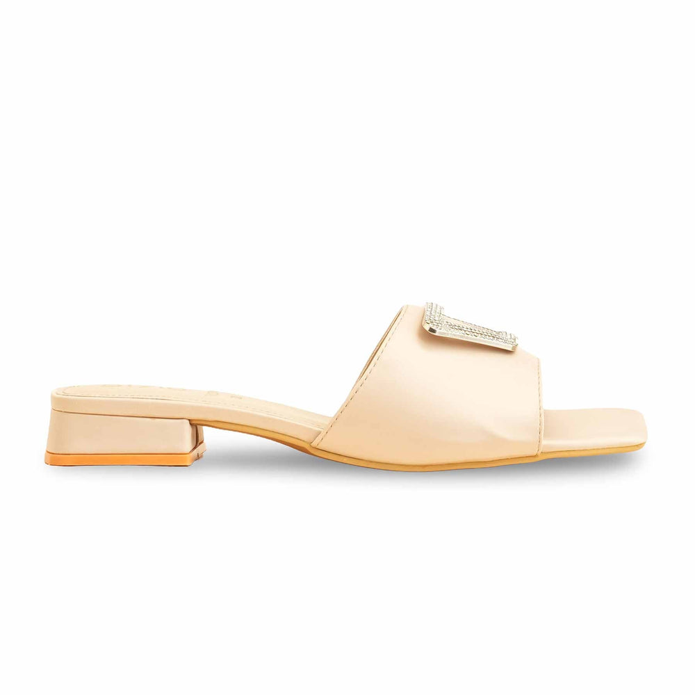 Cream Formal Slipper For Ladies FR8374