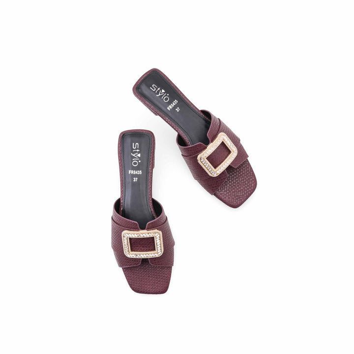 Maroon Formal Slipper For Ladies FR8435