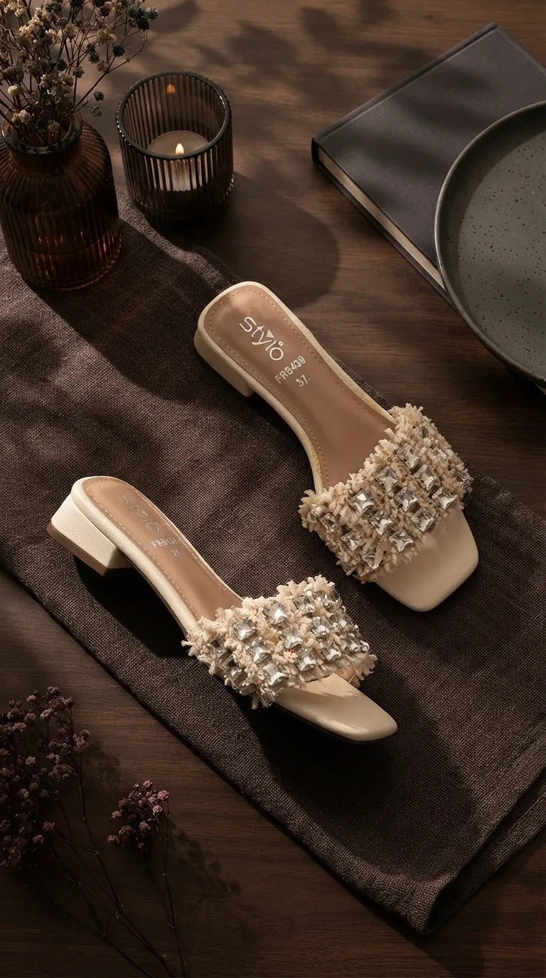 Beige Formal Slipper For Women FR8439