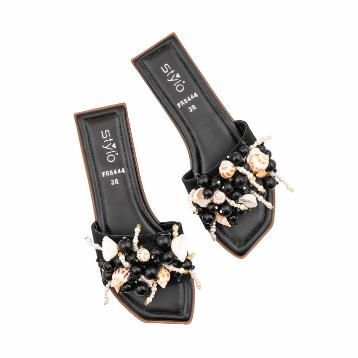 Black Formal Slipper For Ladies FR8444