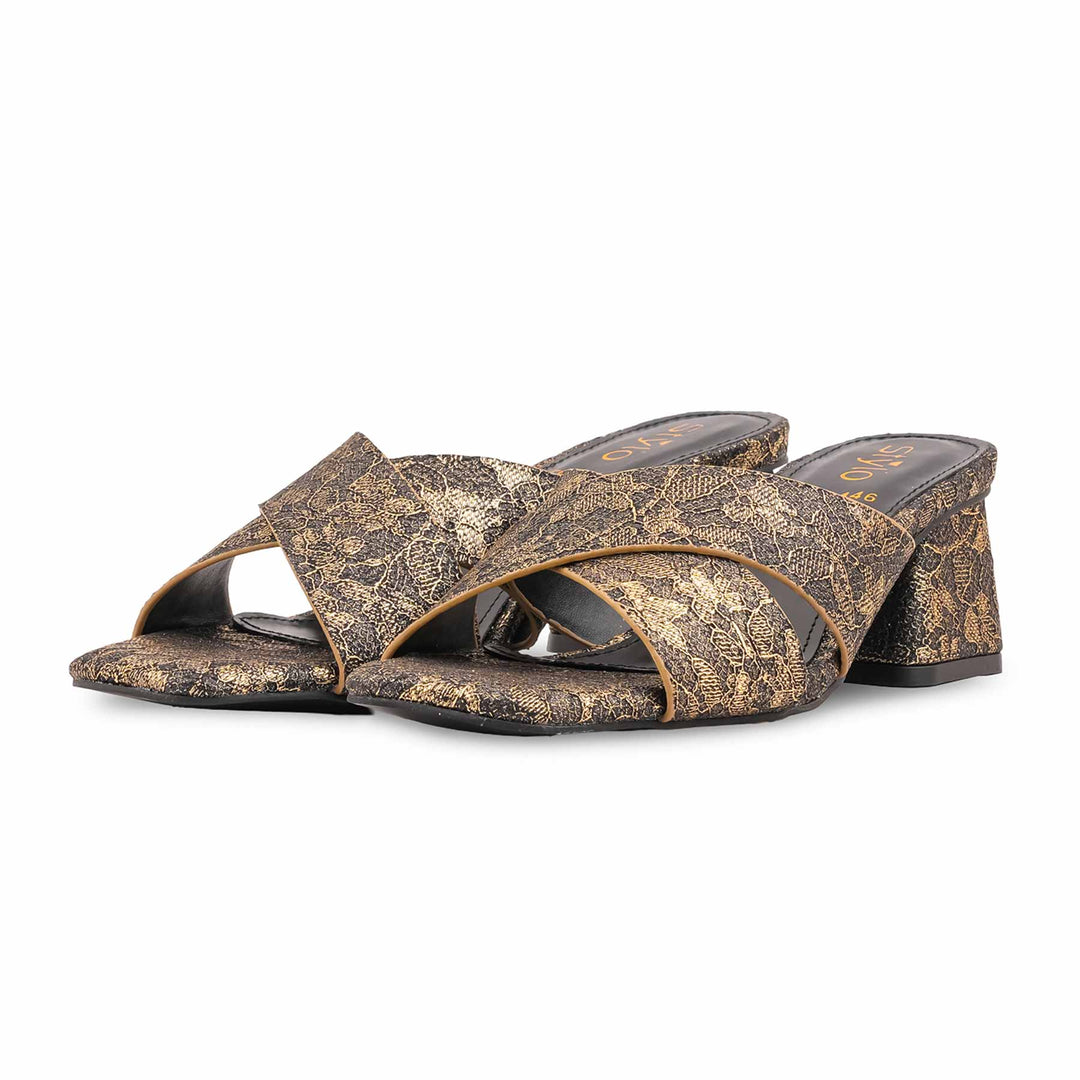 Golden Formal Slipper For Ladies FR8446